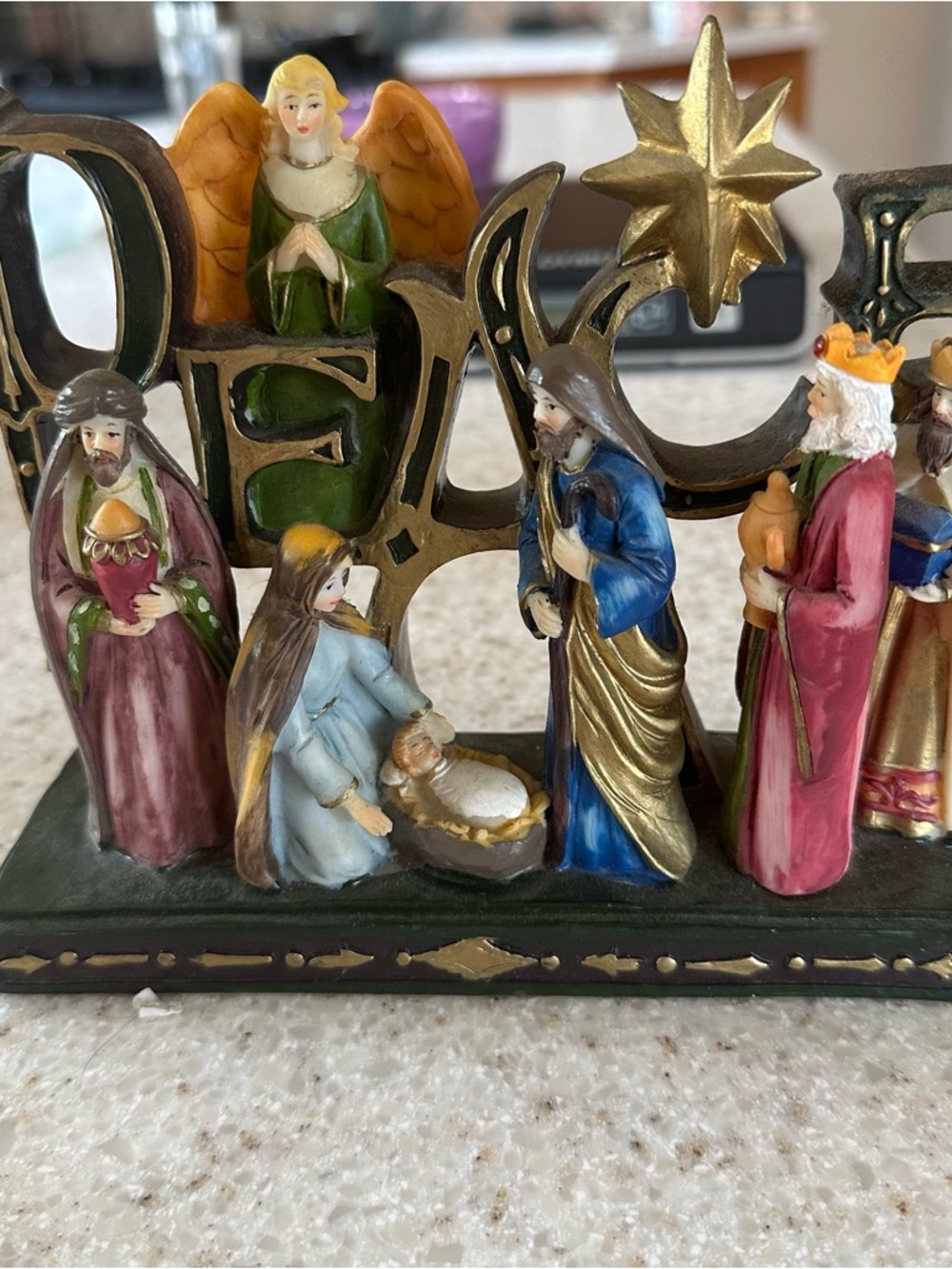 Resin Christmas Peace Nativity Scene Tabletop Home Decor Sculpture